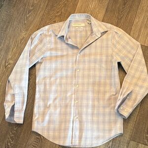 Perry Ellis Light Blue and White Plaid Shirt
